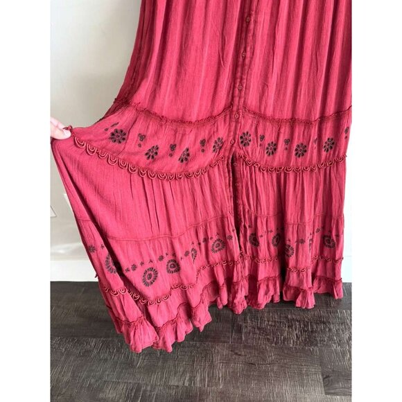 Free People Women Pretty Cozy Maxi Dress Maroon Size Small - Picture 7 of 14